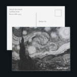 Starry Night I Vincent Van Gogh Postcard<br><div class="desc">What if Starry Night by Vincent Van Gogh was in black and white?

Hand painted in 120 hours with a toothpick.

©2025 Kaytlin Ray All Rights Reserved. Matching products in my shop.</div>