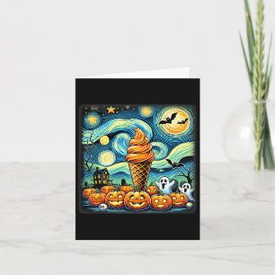Starry Night Ice Cream Cone Halloween Card