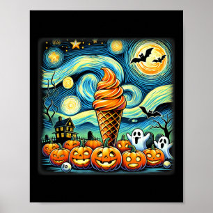 Starry Night Ice Cream Cone Halloween Poster