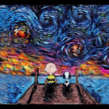 "Starry Night in Famous Waves" Canvas Print with b