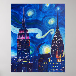 Starry Night in New York - Van Gogh Inspirations Poster
