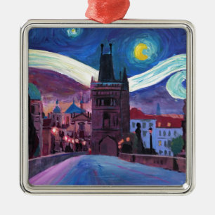 Starry Night in Prague with Carlsbridge Metal Ornament