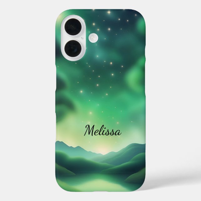  Starry Night in Soft Green Shades iPhone case (Back)