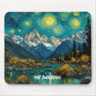 Starry Night in the Rocky Mountains Mouse Pad