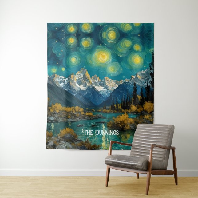 Starry Night in the Rocky Mountains Tapestry (In Situ)