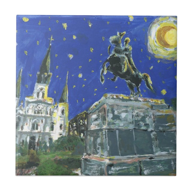 Starry Night Jackson Square Ceramic Tile (Front)