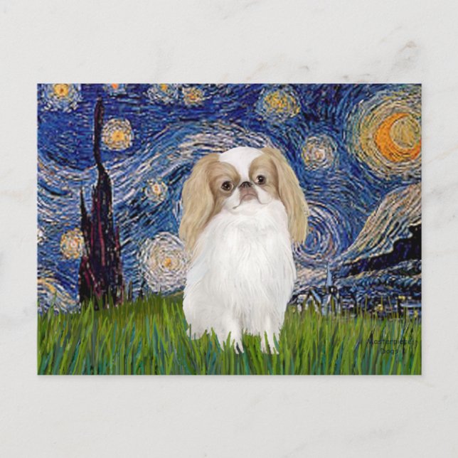 Starry Night - Japanese Chin (lemon 1) Postcard (Front)