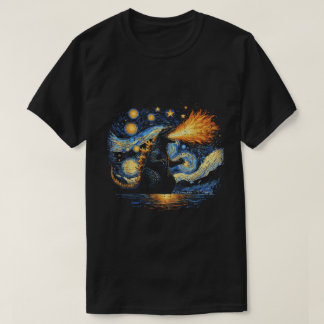 Starry Night Kaiju Art Fire Breath Poster T-Shirt