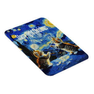 Starry Night Kittymas Christmas Spoof Magnet