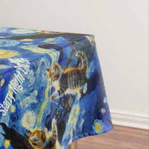Starry Night Kittymas Christmas Spoof Tablecloth