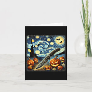 Starry Night Knife Chef Halloween Card