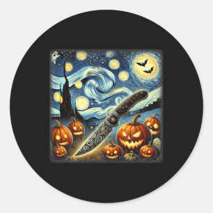 Starry Night Knife Chef Halloween Classic Round Sticker