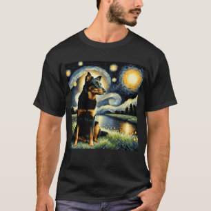 Starry Night Lancashire Heeler Dog Van Gogh Lover T-Shirt