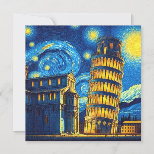 Starry Night Leaning Tower Of Pisa Italy (Front)
