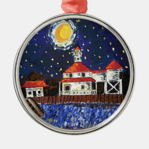 Starry Night Light House Metal Tree Decoration
