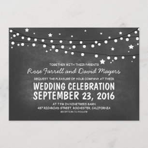 Starry Night Lights Chalkboard Wedding Invitations