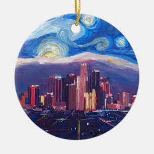 Starry Night Los Angeles California Ceramic Tree Decoration