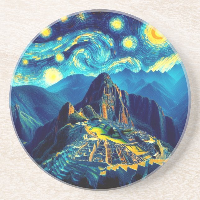 Starry Night Machu Picchu Peru Coaster (Front)