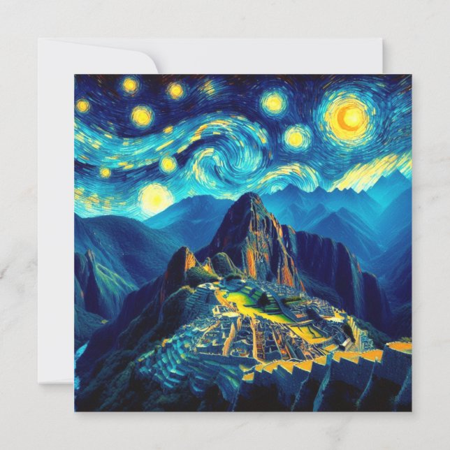 Starry Night Machu Picchu Peru Invitation (Back)