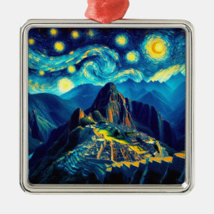 Starry Night Machu Picchu Peru Metal Ornament