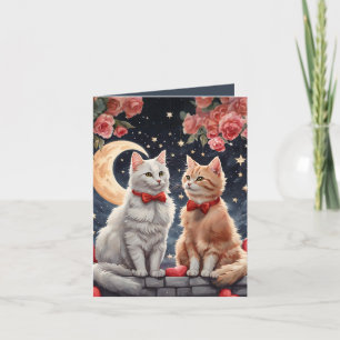 Starry Night Meow-velous Fluffy Cat Valentine Card