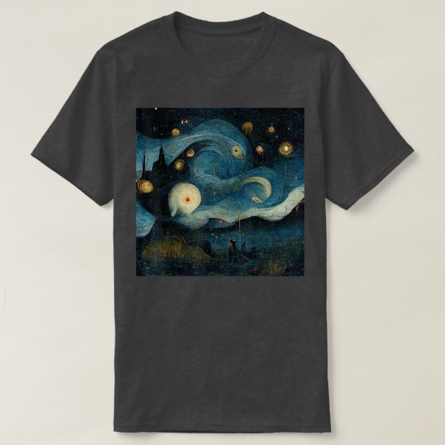 Starry Night mied with Hieronymus Bosch  T-Shirt (Design Front)