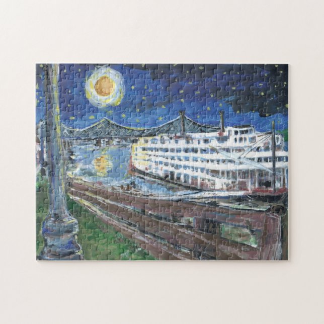Starry Night Mississippi River Boat Jigsaw Puzzle (Horizontal)