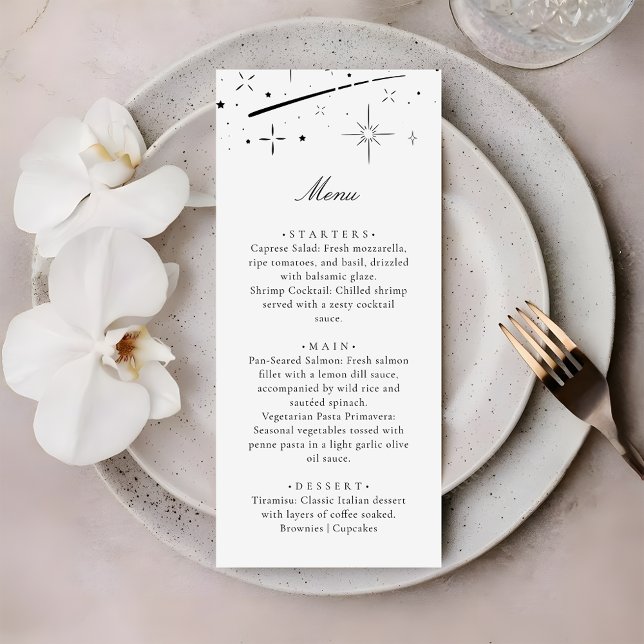 Starry Night Modern Celestial Wedding Dinner Menu (Creator Uploaded)