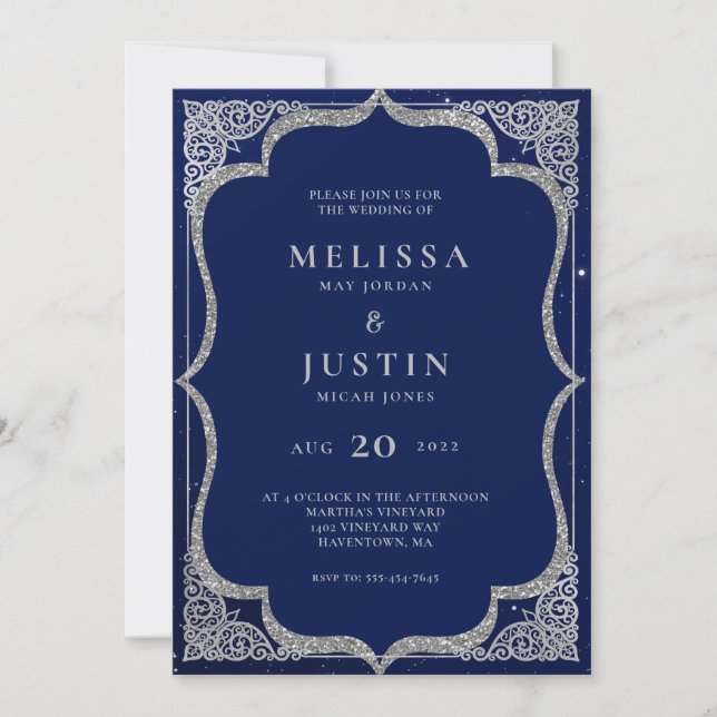 Starry Night Modern Simplistic Wedding Invitation (Front)