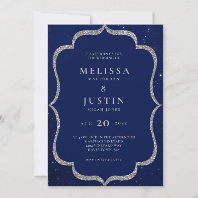 Starry Night Modern Simplistic Wedding Invitation (Front)