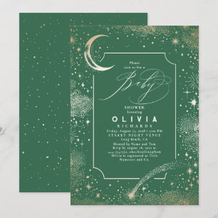Starry Night Moon Mystical Celestial Baby Shower Invitation