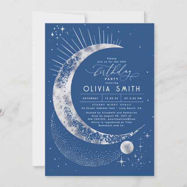Starry Night Moon Mystical Celestial Birthday Invitation (Front)