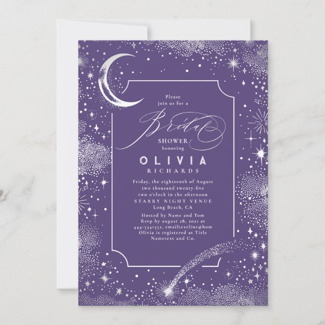 Starry Night Moon Mystical Celestial Bridal Shower Invitation (Front)