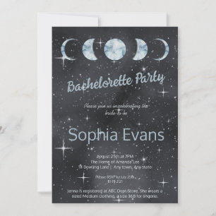 Starry Night Moon Phases Zodiac Bachelorette Party Invitation
