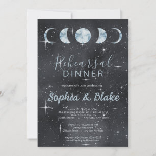 Starry Night Moon Phases Zodiac Rehearsal Dinner Invitation