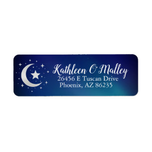 Starry Night Moon Stars Elegant Custom Label Return Address Label