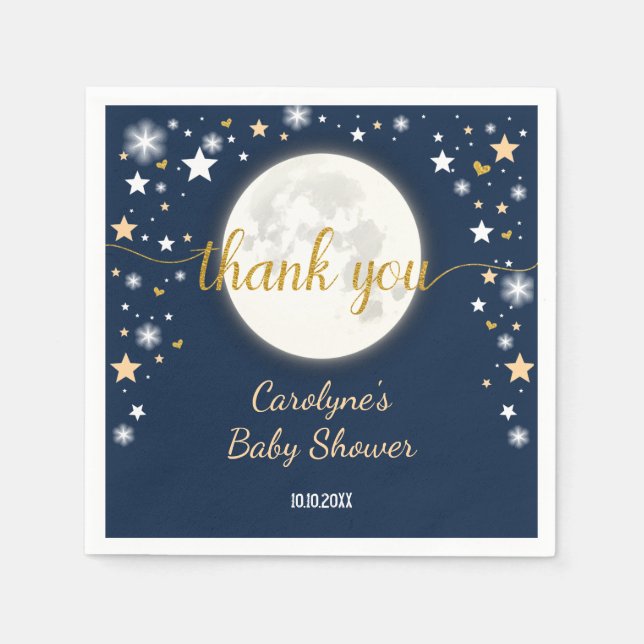 Starry Night Moon & Stars / Galaxy Twinkle Star Napkin (Front)