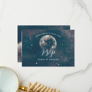 Starry Night Moonlight wedding invitation rsvp