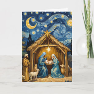 Starry Night Nativity Christmas Card Christian