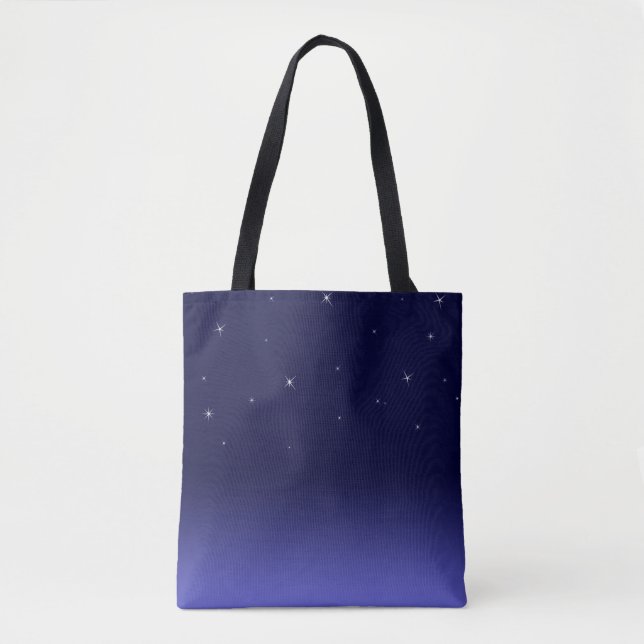 Starry Night, Navy Blue Customisable Tote Bag (Front)