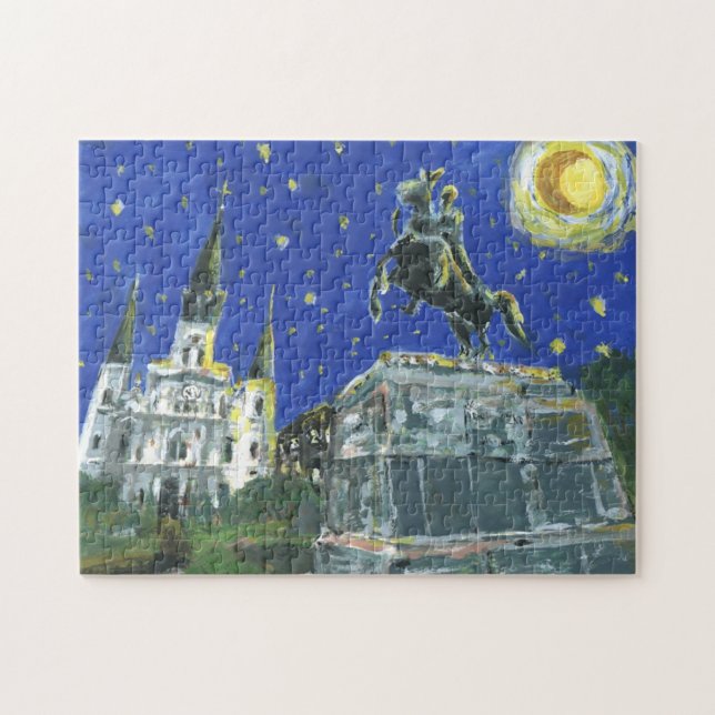 Starry Night New Orleans French Quarter Jigsaw Puzzle (Horizontal)