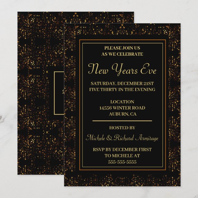 Starry Night New Years Invitation (Front/Back)