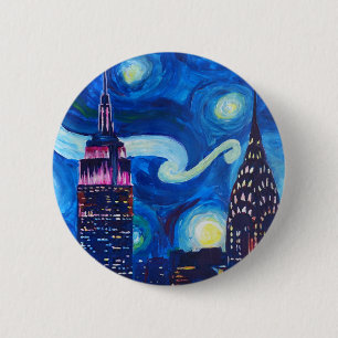 Starry Night New York 6 Cm Round Badge