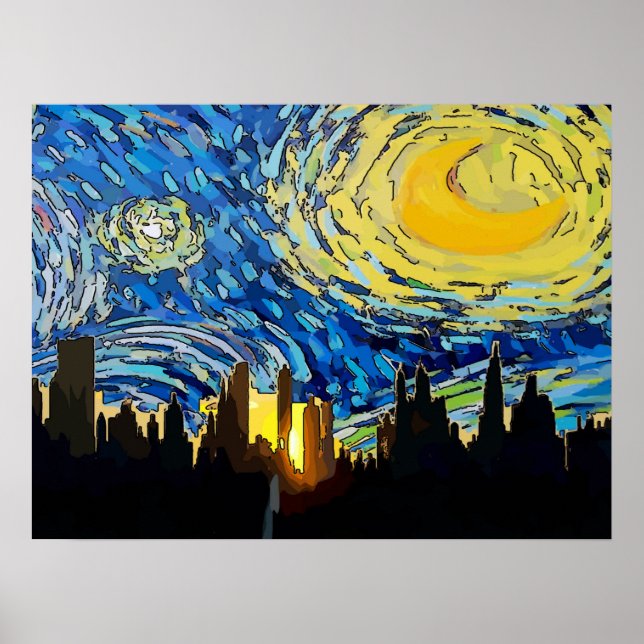 Starry Night New York Abstract Sky Poster (Front)