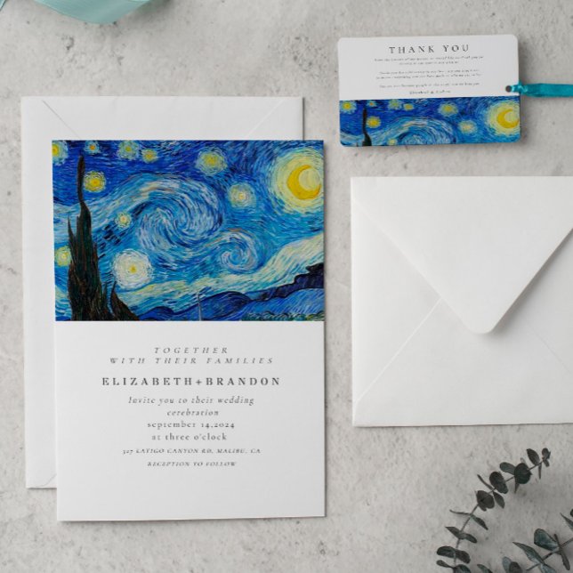 Starry Night Old painting wedding invitation (Creator Uploaded)