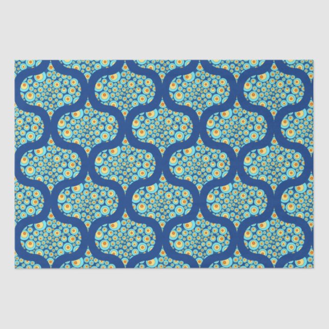 Starry Night On Sea Doodle Mid Mod Ogee Tissue Paper (Front)