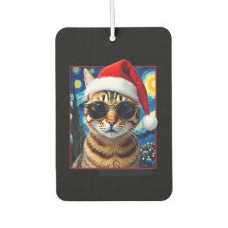 Starry Night Orange Tabby Cat Christmas Car Air Freshener