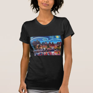 Starry Night over Amsterdam Canal T-Shirt