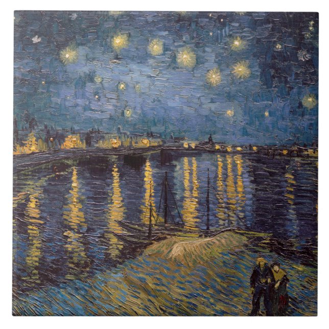 Starry Night Over Rhone River by Vincent Van Gogh Ceramic Tile (Front)