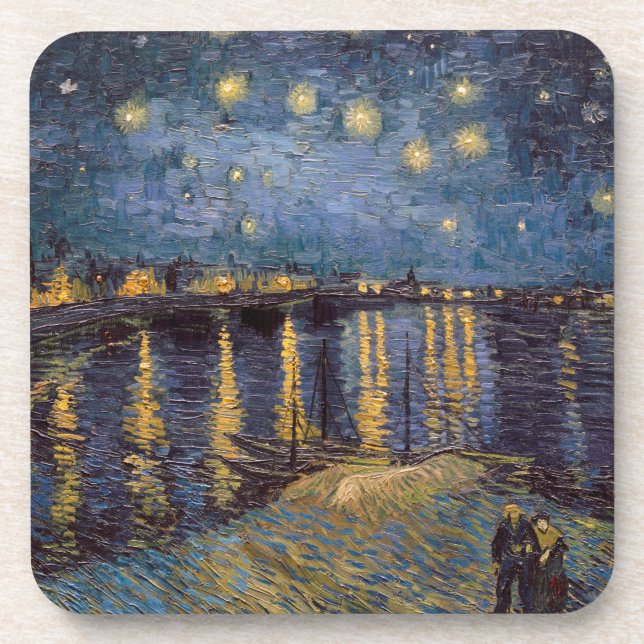 Starry Night Over Rhone River by Vincent Van Gogh Coaster (Front)